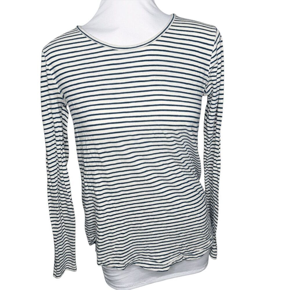 Madewell lightweight long sleeve striped top XS blue white